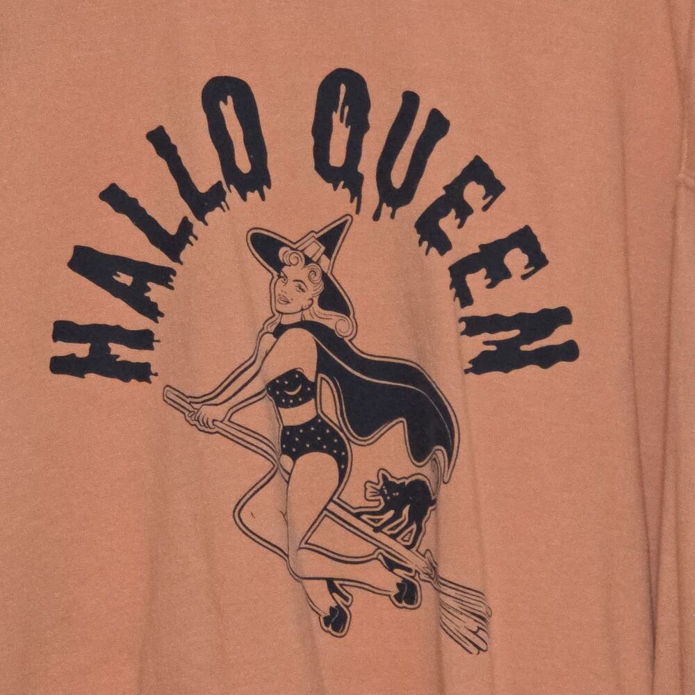 Creamy‎ Orange Hallow Queen Oversized Crew Neck Halloween Sweatshirt Size XL - Picture 5 of 9